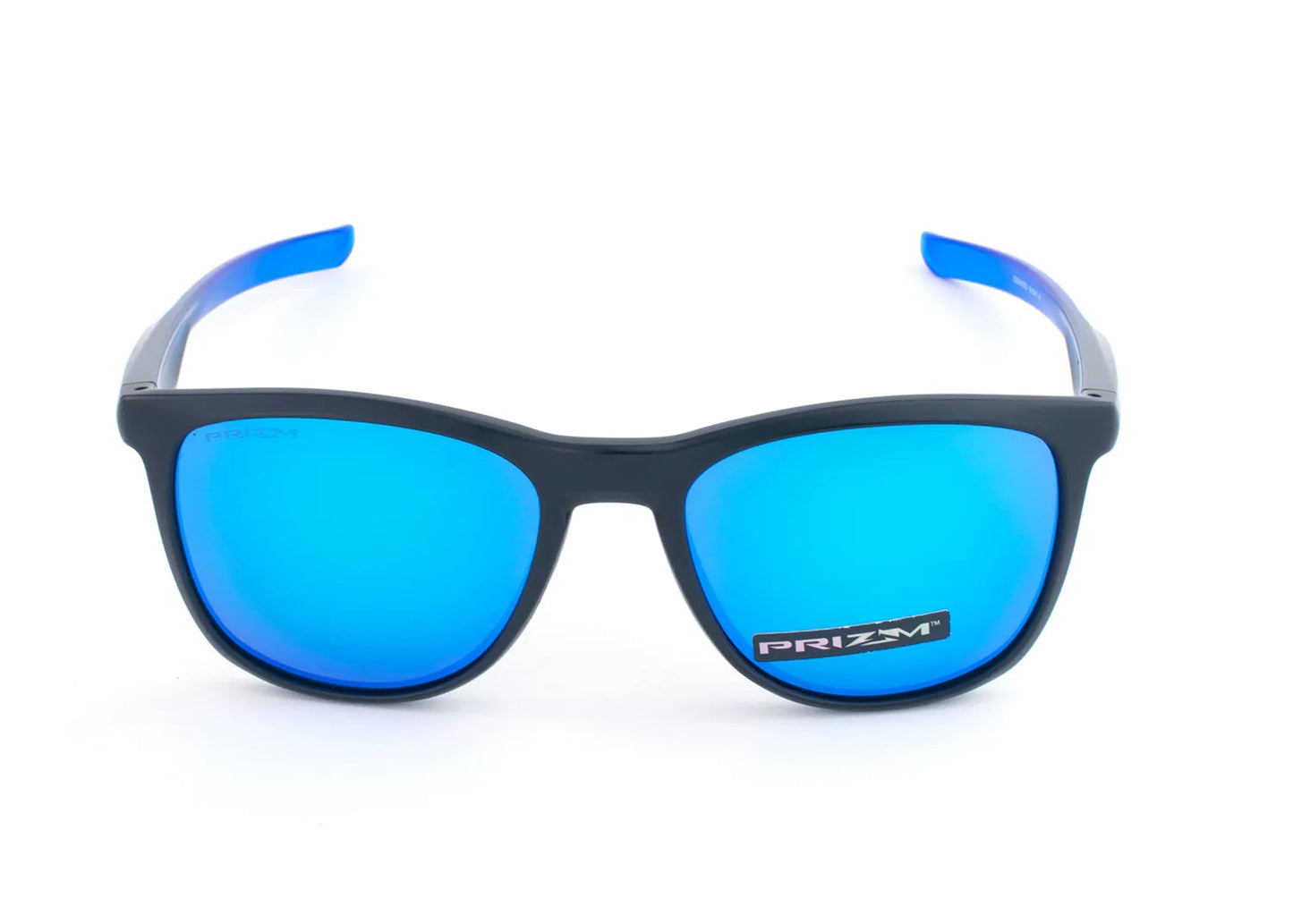 Oakley sunglasses with blue lenses on a white background