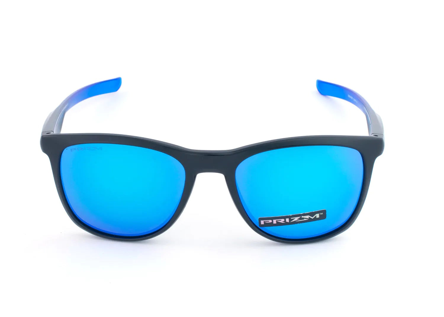 Oakley sunglasses with blue lenses on a white background