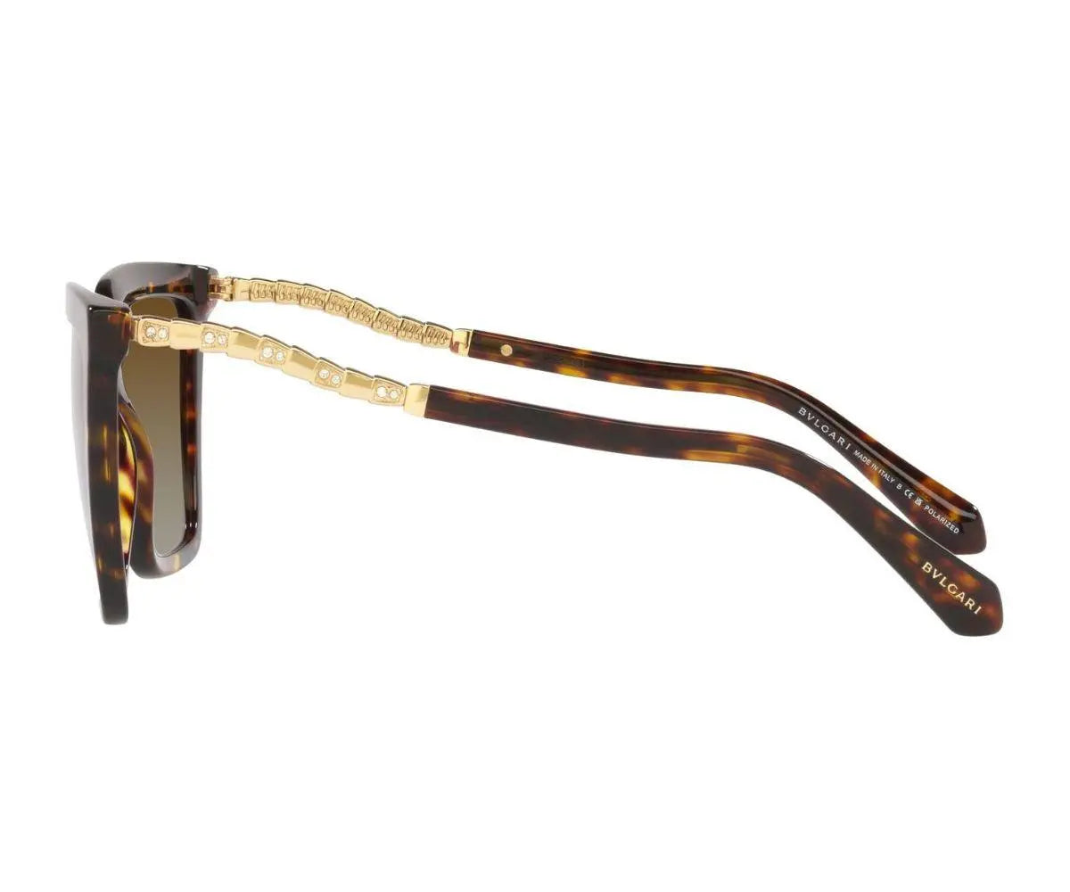 Sunglasses with tortoiseshell frame and gold accents on a white background