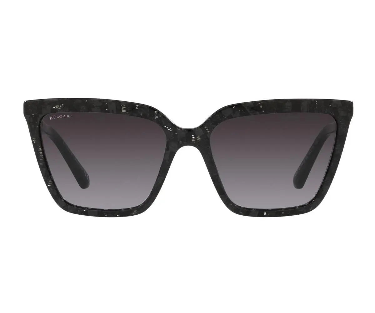 Black cat-eye sunglasses with gradient lenses on a white background