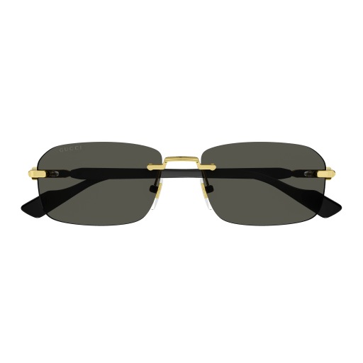 Sunglasses with gold frame and black lenses on a transparent background