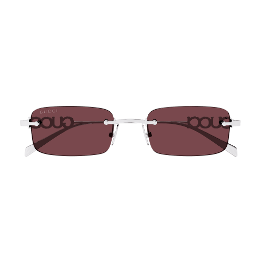 Sunglasses with a maroon lens and white frame on a transparent background