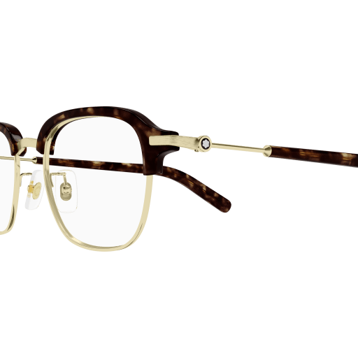 Eyeglasses with tortoiseshell frame and gold accents on a transparent background