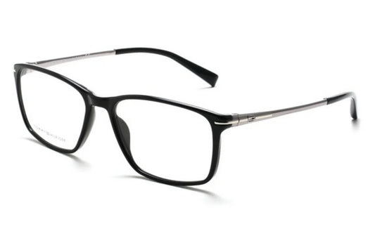 Black eyeglasses on a white background