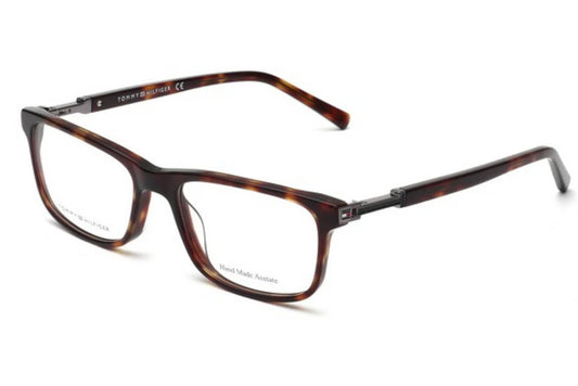 Havana tortoiseshell eyeglasses on a white background