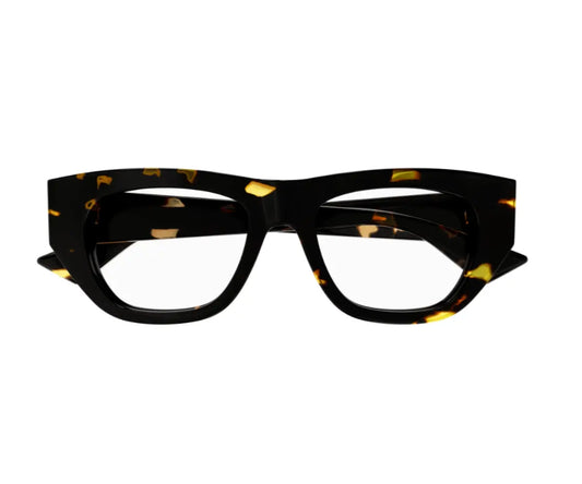 Tortoiseshell eyeglasses on a white background
