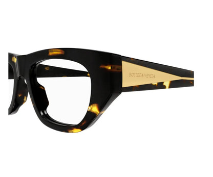 Black and gold sunglasses with 'Bottega Veneta' branding on a white background
