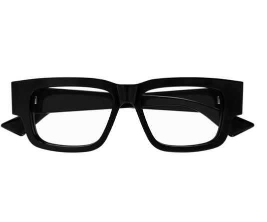Black eyeglasses on a white background