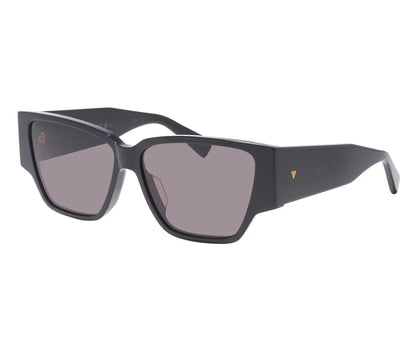 Black sunglasses with gray lenses on a white background