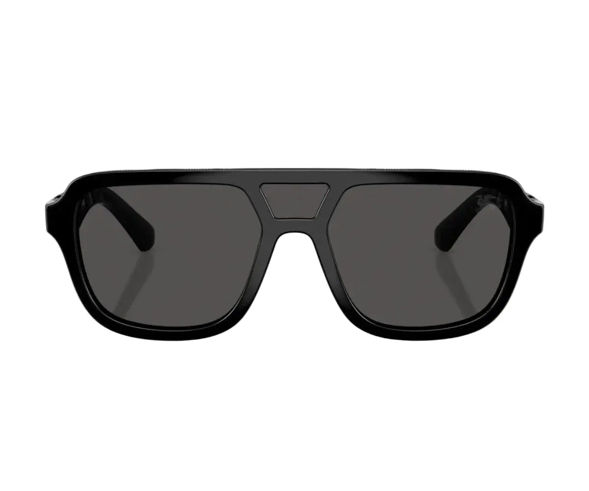Black sunglasses with dark lenses on a white background
