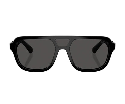 Black sunglasses with dark lenses on a white background