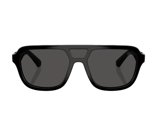 Black sunglasses with dark lenses on a white background