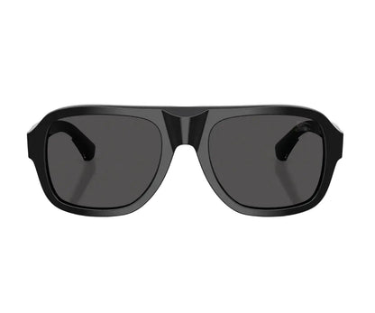 Black sunglasses with dark lenses on a white background