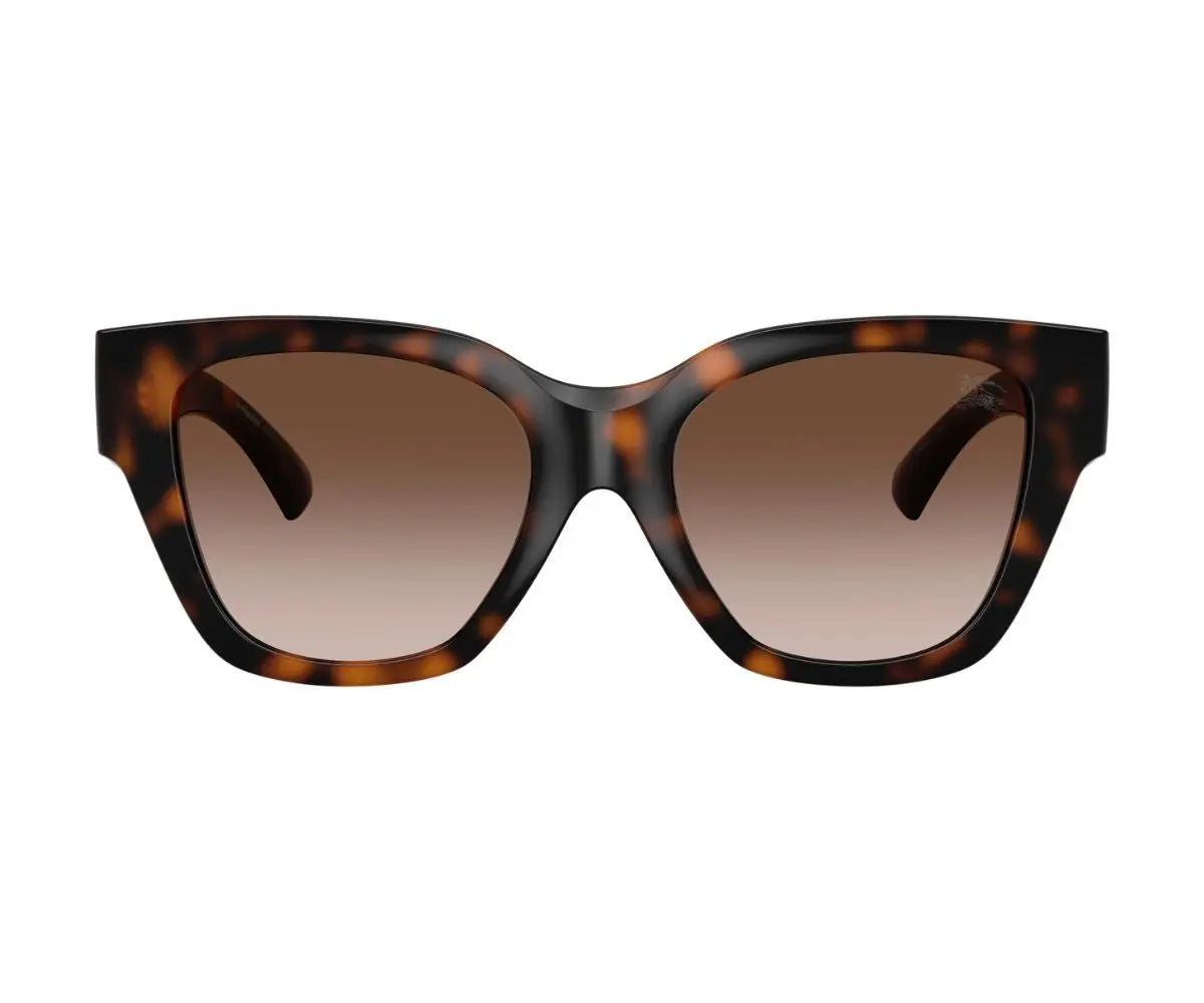 Sunglasses with tortoiseshell frame and gradient lenses on a white background