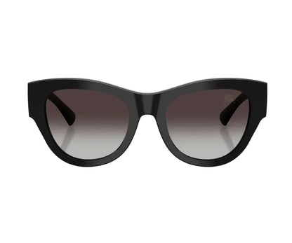 Black sunglasses with gradient lenses on a white background
