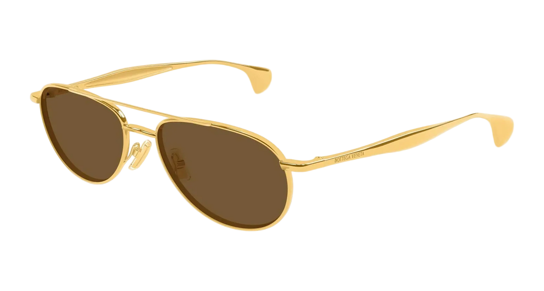 Bottega Veneta BV1419S 001 Gold Aviator Sunglasses