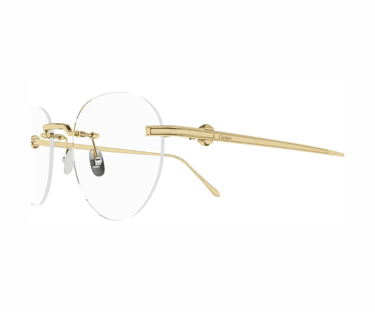 Gold-rimmed eyeglasses on a white background