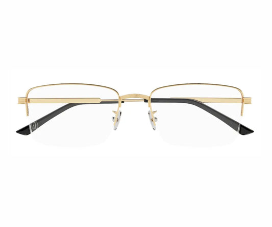 Gold-framed eyeglasses on a white background