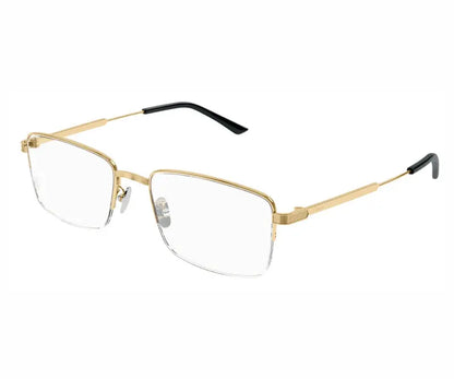 Gold-framed eyeglasses on a white background