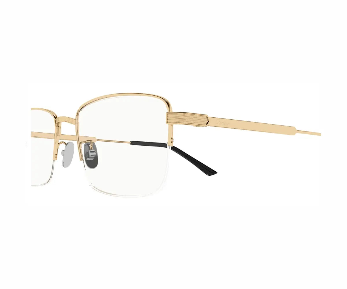 Gold-framed eyeglasses on a white background