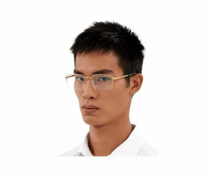 Person wearing glasses with a white background