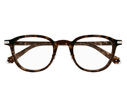 Tortoiseshell eyeglasses on a white background