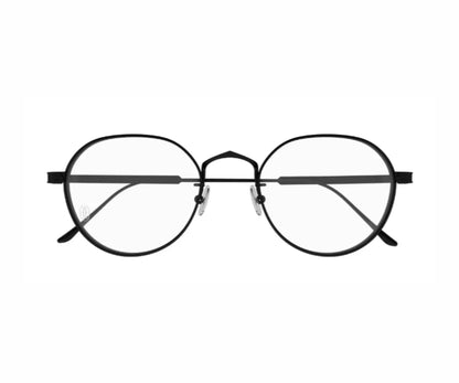 Black round eyeglasses on a white background