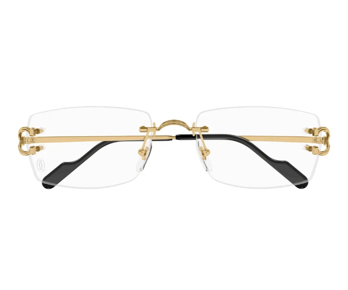 Gold-framed eyeglasses on a white background