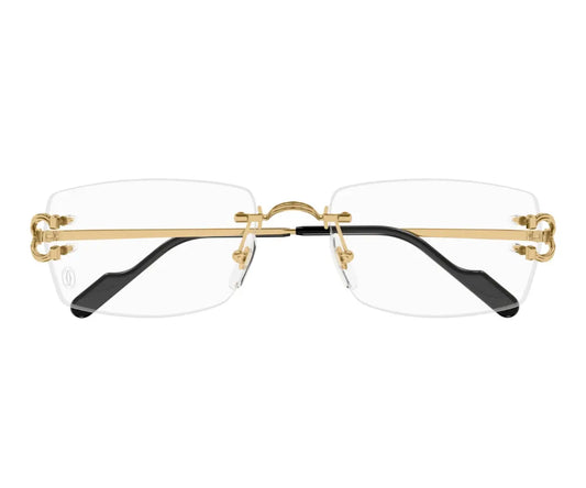 Gold-framed eyeglasses on a white background