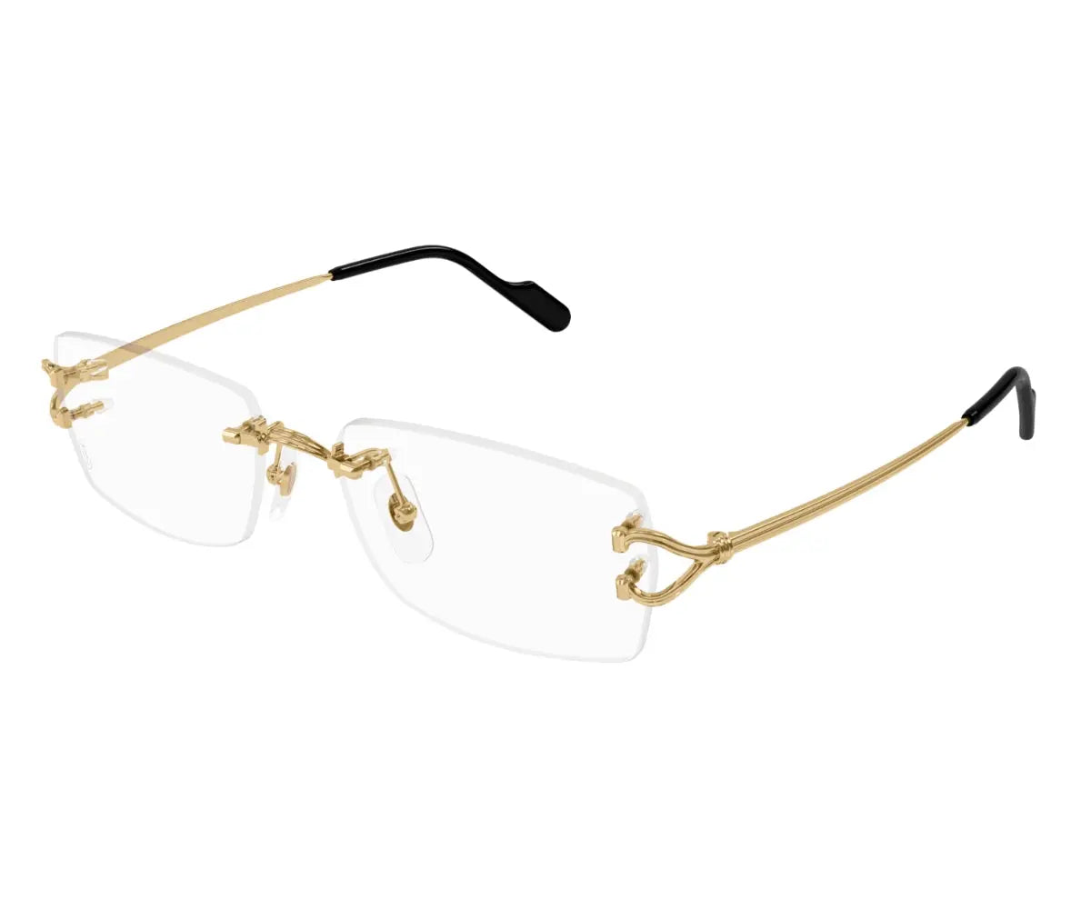 Gold-framed eyeglasses on a white background