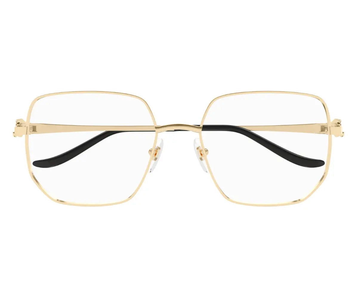 Gold-framed eyeglasses on a white background