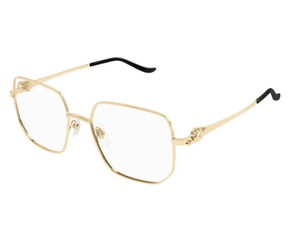 Gold eyeglasses on a white background