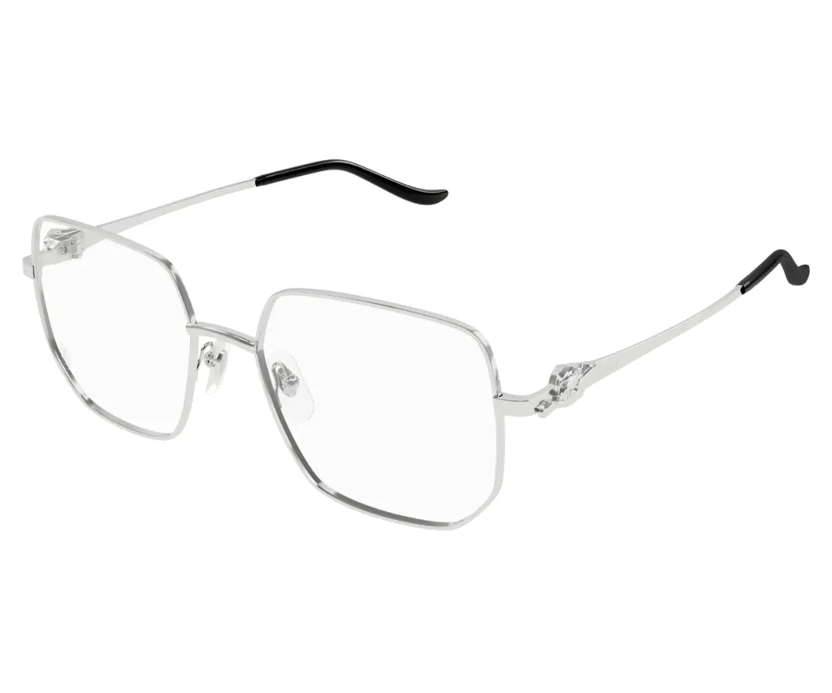 Silver eyeglasses on a white background