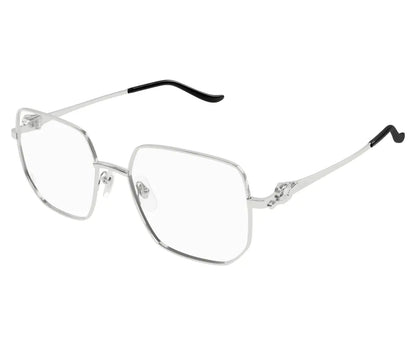 Silver eyeglasses on a white background