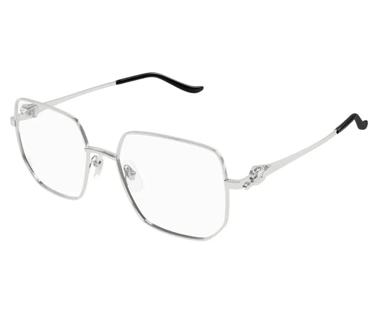 Silver eyeglasses on a white background