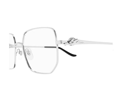 Silver eyeglasses on a white background