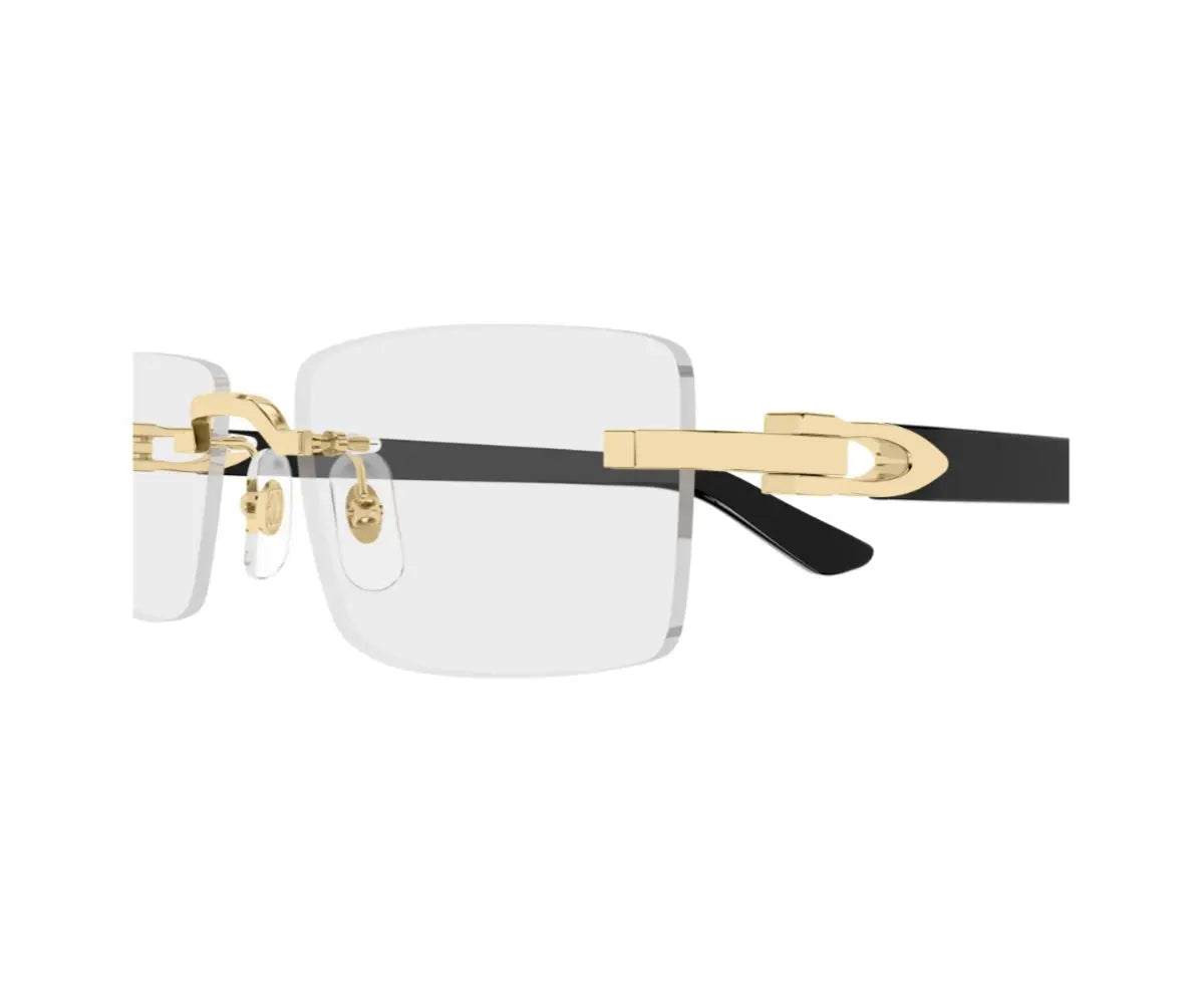 Sunglasses with gold frame and black arm on a white background