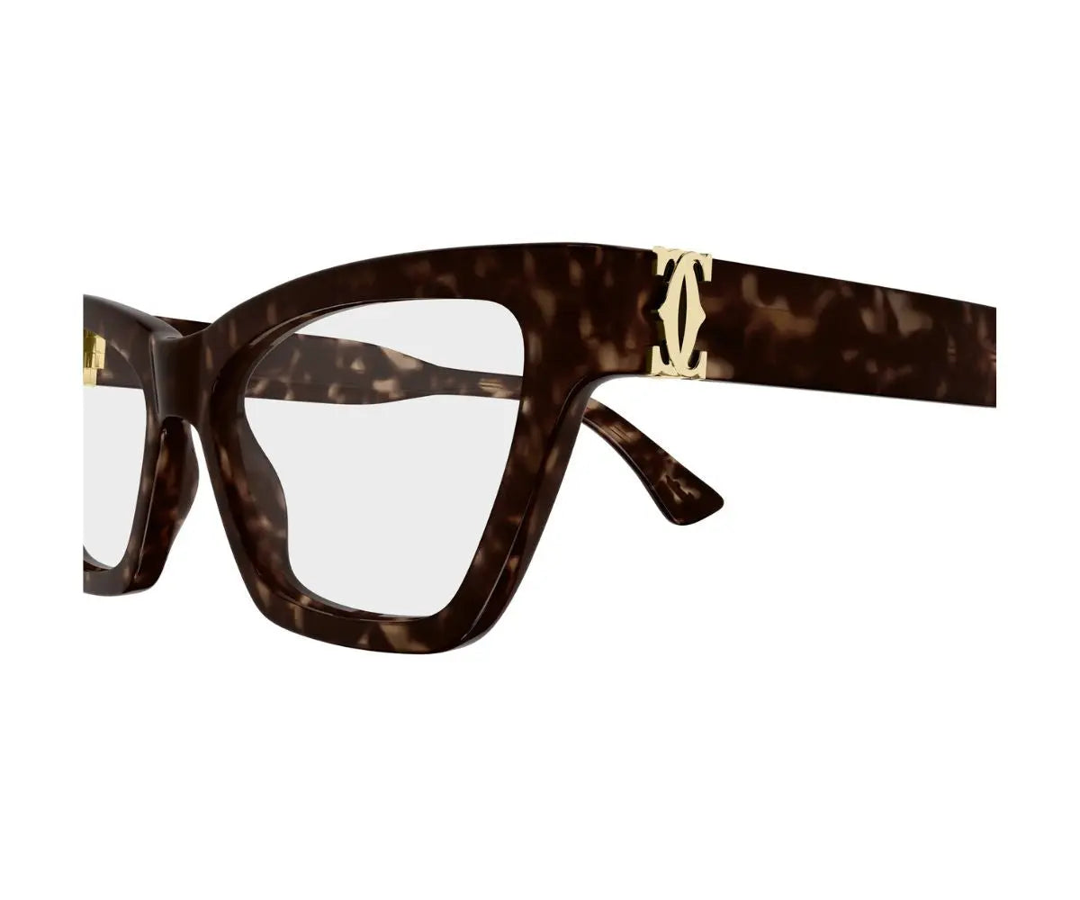 Tortoiseshell glasses with gold accents on a white background