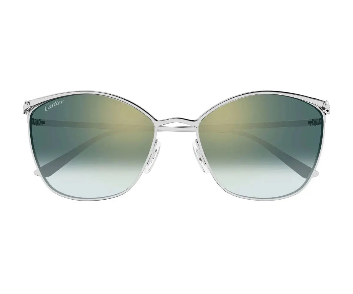 Cartier sunglasses with gradient green lenses on a white background