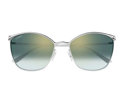 Cartier sunglasses with gradient green lenses on a white background