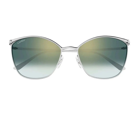 Cartier sunglasses with gradient green lenses on a white background