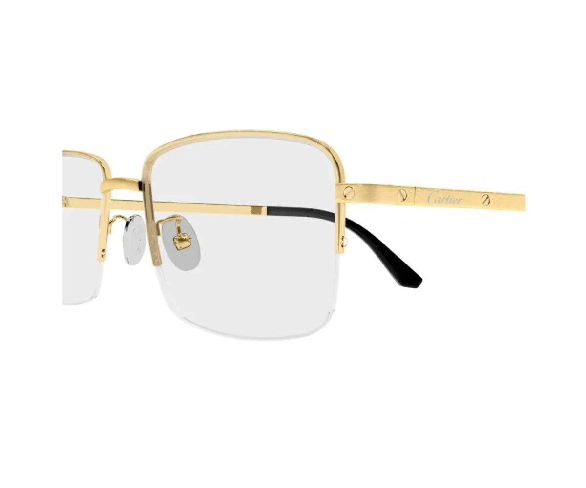 Gold-framed eyeglasses on a white background