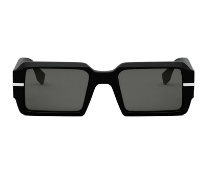 Black sunglasses with a white stripe on a white background