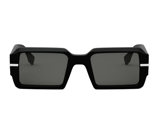 Black sunglasses with a white stripe on a white background