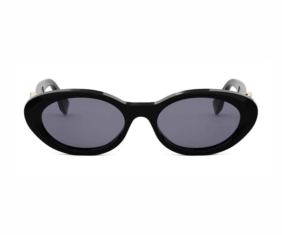 Black sunglasses with gray lenses on a white background