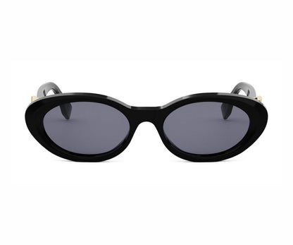 Black sunglasses with gray lenses on a white background