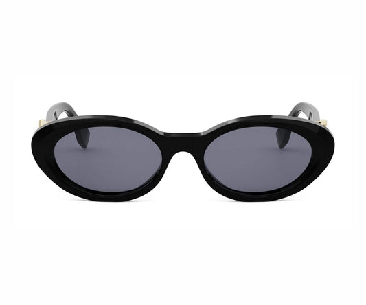 Black sunglasses with gray lenses on a white background