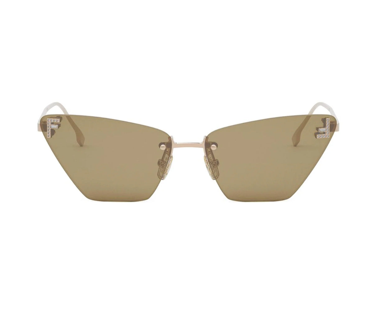Beige cat-eye sunglasses on a white background