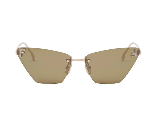 Beige cat-eye sunglasses on a white background