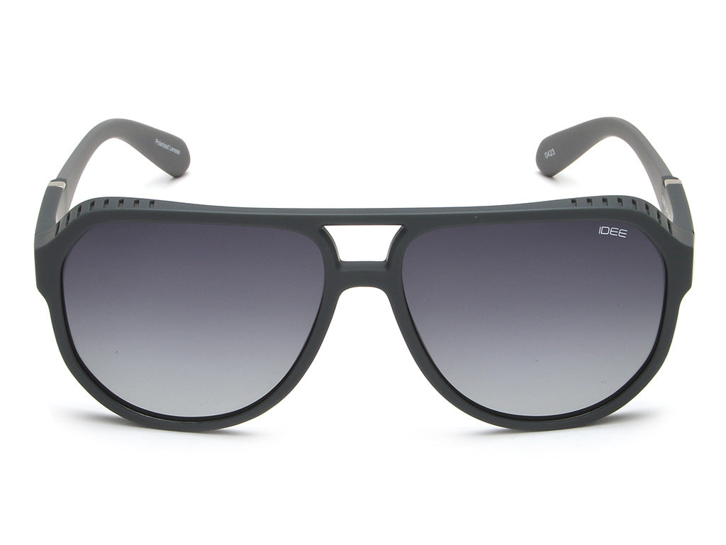 Black sunglasses with gradient lenses on a white background
